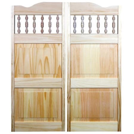 American Wood 32 x 42 in. Carson City Spindle Top Cafe Door, Unfinished Pine 483242